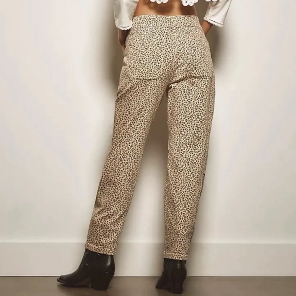 Pilcro Beige Leopard Print Straight Leg Pants - Picture 5 of 13